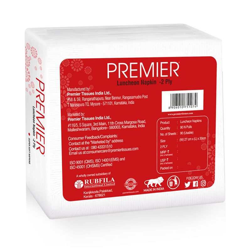 Premier Bamboo Tissue Napkins 50 Pulls-Pack of 4