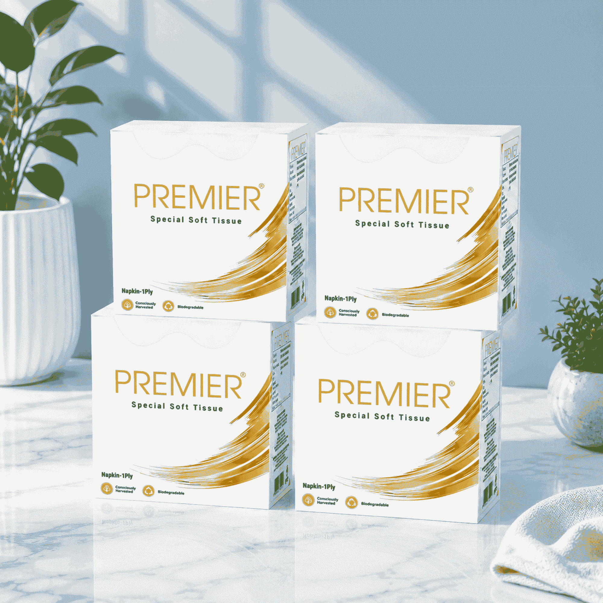 Premier Paper Napkin 90 Pulls - Pack of 4